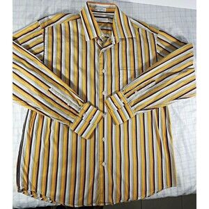 Linea Dôme Men's Dress Shirt M 15.5 34/35 Regular Fit Cotton Striped Multi